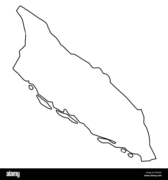 Outline map of the island of Aruba
